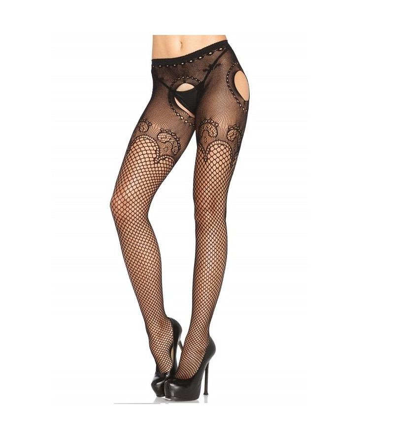 LEG AVENUE - CULOTTE EN ÉLÉGANTE FILET BRODÉ NOIR