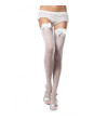 LEG AVENUE - COLLANT BLANC AVEC DÉTAIL TOP EN DENTELLE ET NOEUD EN SATIN