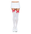 LEG AVENUE - CUISSES HAUTES EN NYLON AVEC NOEUD BLANC / ROUGE