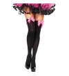 LEG AVENUE - CUISSES HAUTES EN NYLON AVEC NOEUD NOIR / ROSE