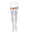 LEG AVENUE - CUISSES HAUTES EN NYLON AVEC NOEUD BLANC / BLANC