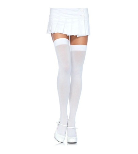 LEG AVENUE - CUISSES HAUTES EN NYLON BLANC