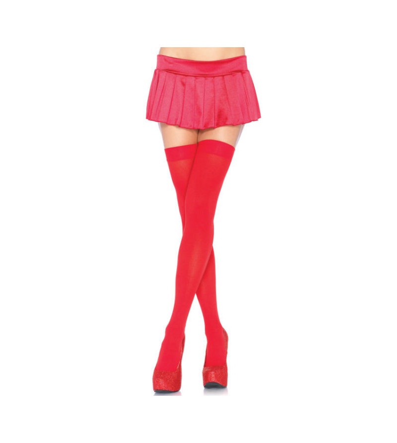 LEG AVENUE - CUISSES HAUTES EN NYLON ROUGE