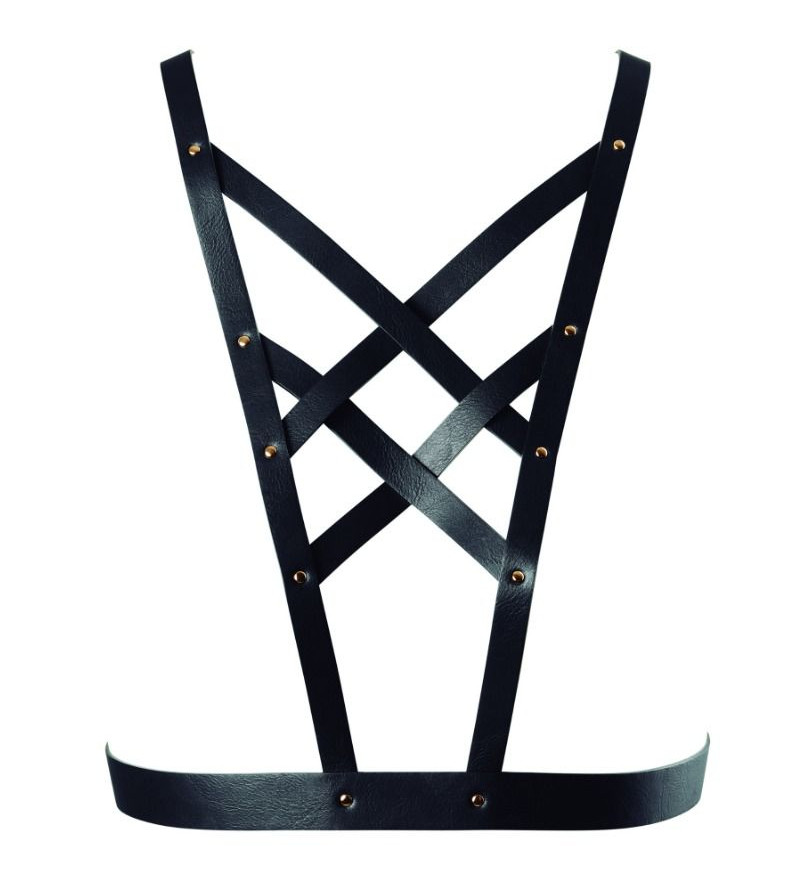 BIJOUX - INDISCRETS MAZE HARNAIS CROISÉ AVEC COLLIER NOIR