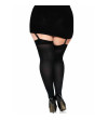 LEG AVENUE - CUISSES HAUTES EN NYLON NOIR AVEC NOEUD NOIR GRANDE TAILLE