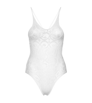 LEG AVENUE - TEDDY EN DENTELLE SANS COUTURES - BLANC