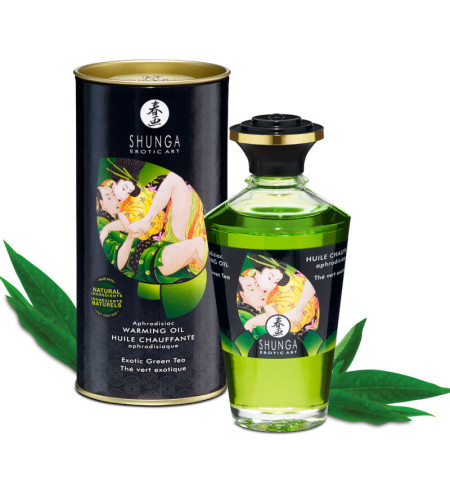 SHUNGA - HUILE DE MASSAGE EFFET CHALEUR AU THÉ VERT BIO 100 ML