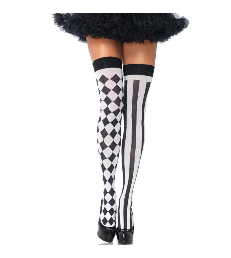 LEG AVENUE - CHAUSSETTES HAUTE ARLEQUIN NOIR/BLANC