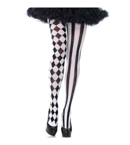 LEG AVENUE - COLLANTS ARLEQUIN NOIR/BLANC