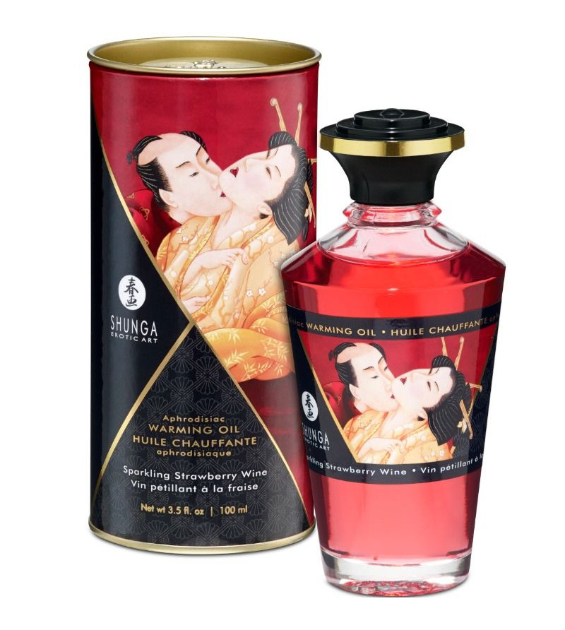 SHUNGA - HUILE DE MASSAGE EFFET CHALEUR FRAISES ET CAVA 100 ML