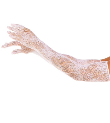 LEG AVENUE - GANTS FLEURS ROUGES BLANCS