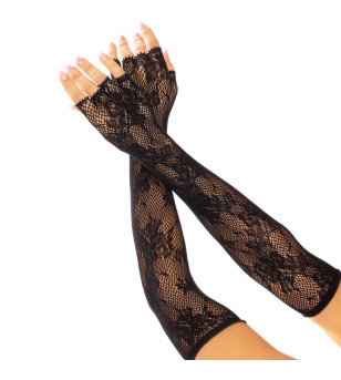 LEG AVENUE - GANTS SANS DOIGTS RESEAU FLORAL BLANCS