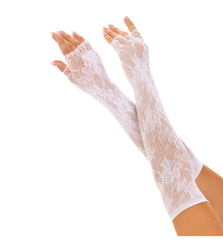 LEG AVENUE - GANTS SANS DOIGTS RESEAU FLORAL BLANCS