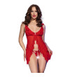 CHILIROSE - CR 4696 BABYDOLL  STRING SANS CROTCHLESS ROUGE L/XL