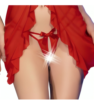 CHILIROSE - CR 4696 BABYDOLL  STRING SANS CROTCHLESS ROUGE L/XL