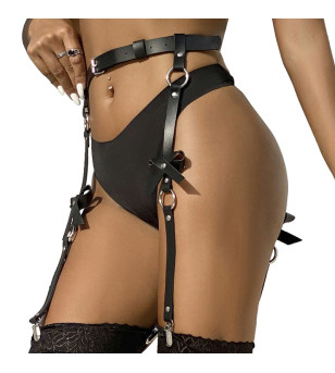 SUBBLIME - HARNAIS DE JAMBE CHAÎNE CUIR NOIR TAILLE UNIQUE