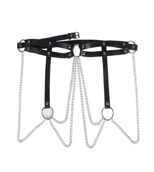 SUBBLIME - CHAINE BAGUE CUIR CEINTURE NOIR TAILLE UNIQUE