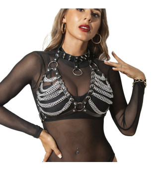 SUBBLIME - SOUTIEN-GORGE HARNAIS ET COLLIER AVEC CHAÎNE S TAILLE UNIQUE