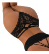 SUBBLIME - CULOTTE DENTELLE FLORALE DÉTAIL BRETELLES NOIR L/XL