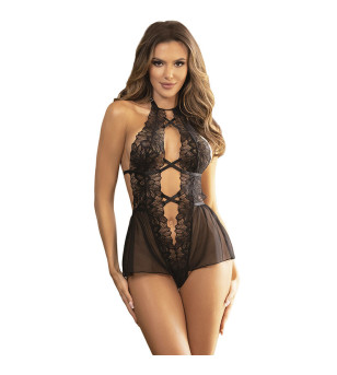 SUBBLIME - TEDDY HALTER NECK DOS NU DENTELLE NOIR L/XL