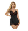 SUBBLIME - BABYDOLL AVEC POITRINE IMPRIMÉ FLEURI NOIR L/XL