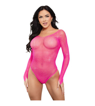 LEG AVENUE - BODY À MANCHES LONGUES CRISTALLISÉ FUCHSIA