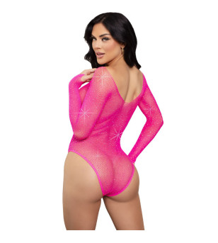 LEG AVENUE - BODY À MANCHES LONGUES CRISTALLISÉ FUCHSIA