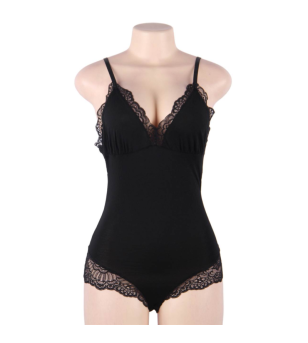 SUBBLIME - TEDDY DÉTAIL DENTELLE FLORALE NOIR L/XL