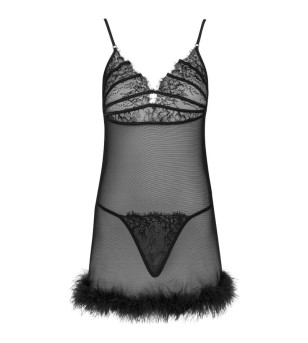 LIVCO CORSETTI FASHION - ENSEMBLE ZERUNAM BABYDOLL + STRING NOIR