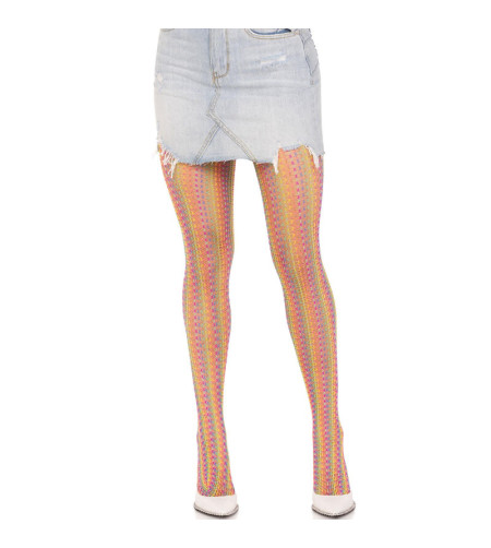 LEG AVENUE - BAS AU CROCHET MULTICOLORE