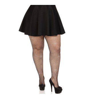 LEG AVENUE - BAS MAILLE CRISTALISÉE CARAMEL GRANDE TAILLE