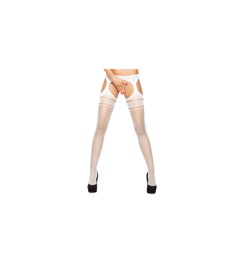 PASSION - COLLANTS AVEC JARRETIÈRE BS002 BLANC