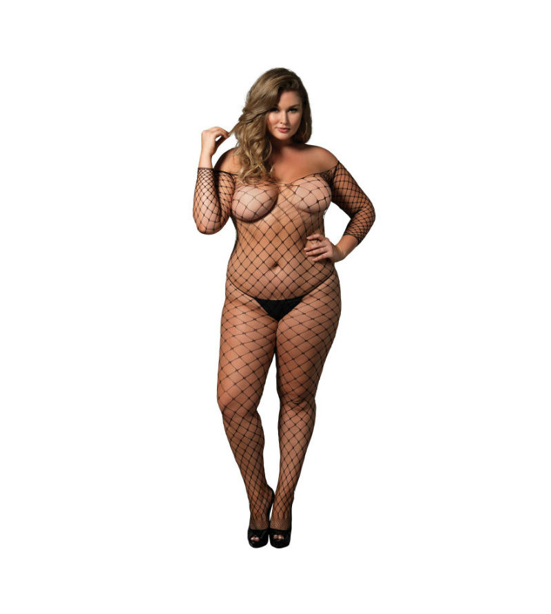 LEG AVENUE - BODYSTOCKING  ÉPAULES DÉNUDÉES NOIR GRANDE TAILLE