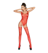 PASSION - FEMME BS034 BODYSTOCKING ROUGE TAILLE UNIQUE