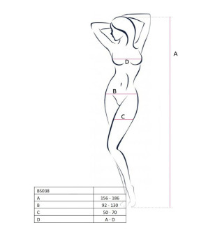 PASSION - FEMME BS038 BODYSTOCKING NOIR TAILLE UNIQUE