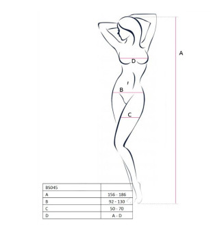 PASSION - FEMME BS045 BODYSTOCKING NOIR TAILLE UNIQUE