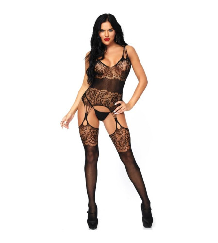 LEG AVENUE - STRAPPY ROSE BODYSTOCKING TAILLE UNIQUE