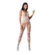 PASSION - FEMME BS058 BODYSTOCKING BLANC TAILLE UNIQUE