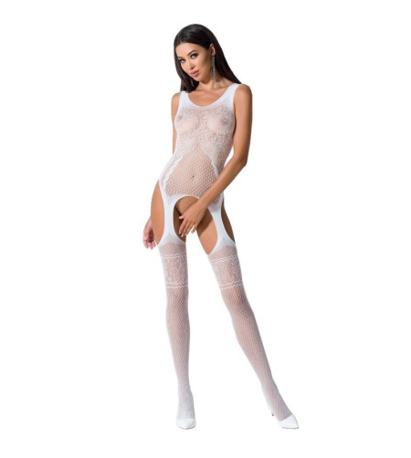 PASSION - FEMME BS061 BODYSTOCKING BLANC TAILLE UNIQUE
