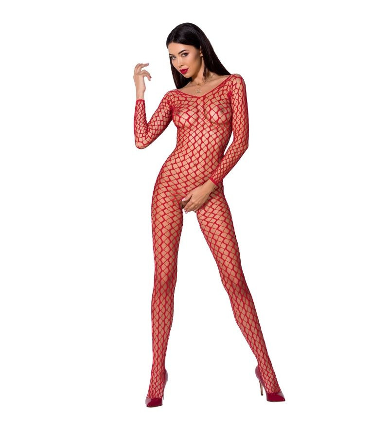 PASSION - FEMME BS068 BODYSTOCKING ROUGE TAILLE UNIQUE