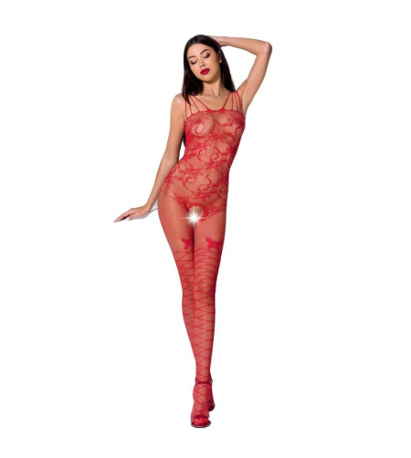 PASSION - FEMME BS076 BODYSTOCKING TAILLE UNIQUE ROUGE