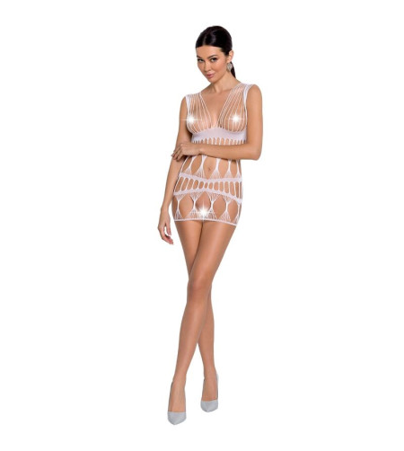 PASSION - FEMME BS089 BODYSTOCKING BLANC TAILLE UNIQUE