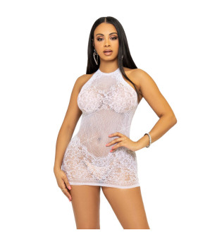 LEG AVENUE - RHINESTONE HALTER MINI ROBE TAILLE UNIQUE - BLANC