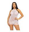 LEG AVENUE - RHINESTONE HALTER MINI ROBE TAILLE UNIQUE - BLANC