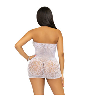 LEG AVENUE - RHINESTONE HALTER MINI ROBE TAILLE UNIQUE - BLANC