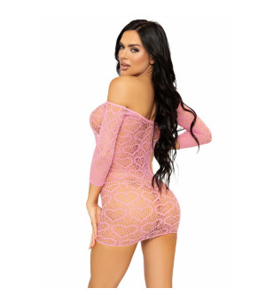 LEG AVENUE - MINI ROBE EN FILET COEUR TAILLE UNIQUE - ROSE