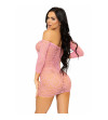 LEG AVENUE - MINI ROBE EN FILET COEUR TAILLE UNIQUE - ROSE
