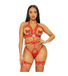 LEG AVENUE - KINK - HARNAIS CLOUTÉ O-RING TEDDY TAILLE L - ROUGE