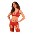 OBSESSIVE - ENSEMBLE LACELOVE TROIS PIÈCES ROUGE XS/S