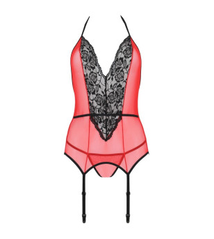 PASSION - PEONIA CORSET LIGNE ÉROTIQUE ROUGE L/XL